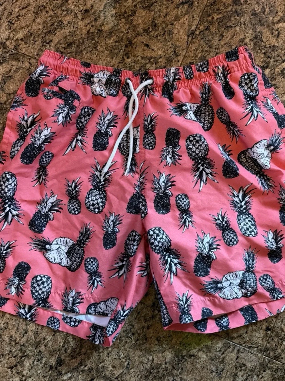Men's Pink Pineapple Print Swim/Beach Shorts